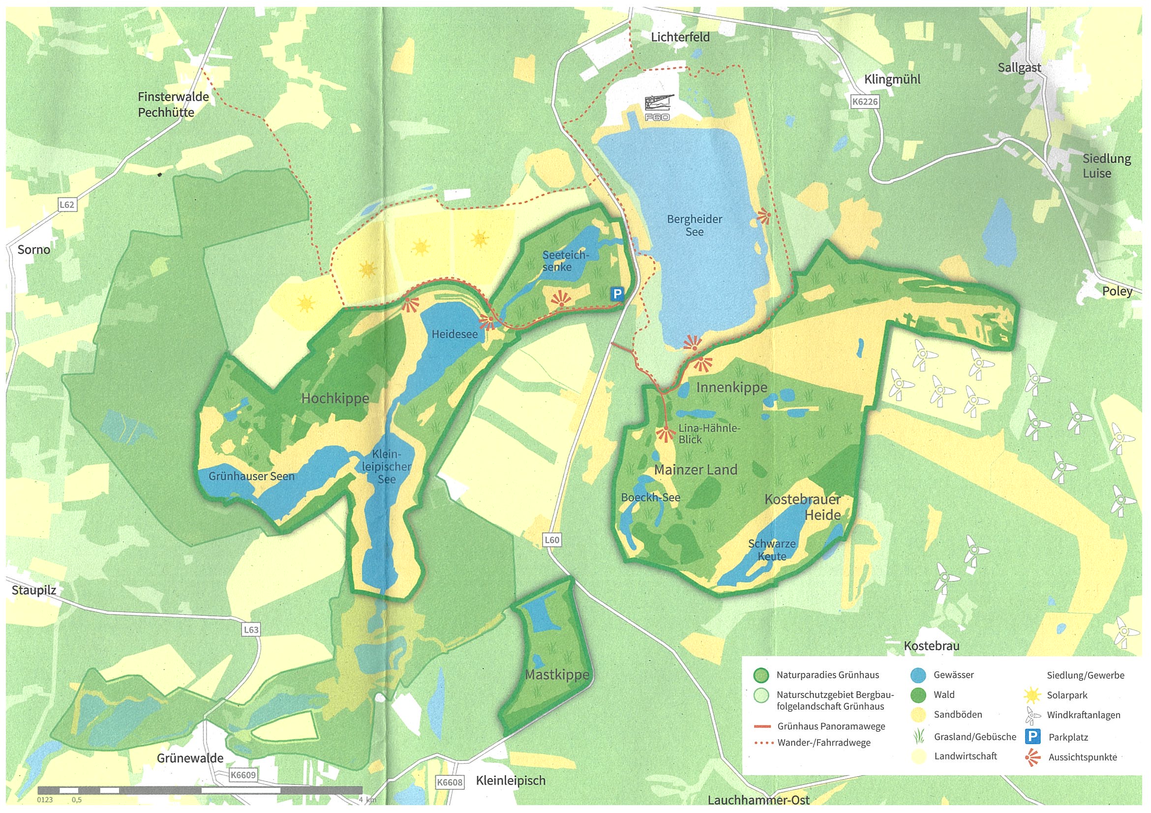 mapka z letáčku naučné stezky, NABU - nadace pro národní přírodní dědictví